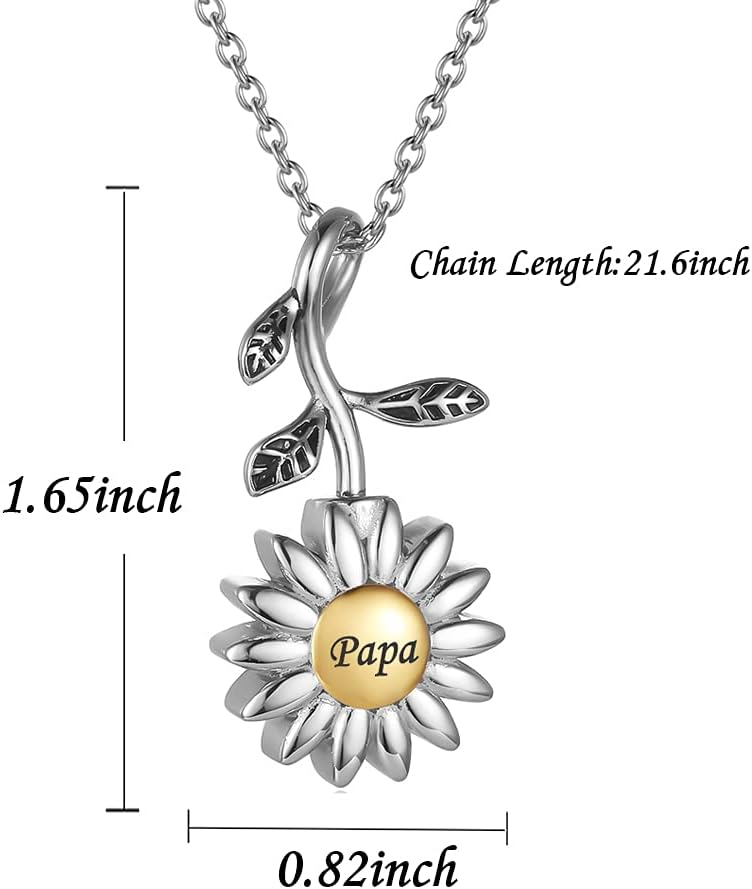 Sunflower Cremation Jewelry for Ashes for women Keepsake Stainless Steel Memorial Pendant Cremation Urn Necklace for Human Ashes - Image 2