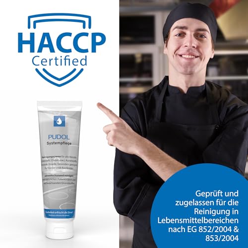 PUDOL® Systempflege – professionelle Reinigung & Pflege für alle Metalle wie Edelstahl, Aluminium & Chrom sowie für Kunststoff, Keramik, Glas & Emaille – für Haushalt, Werkstatt & Gewerbe