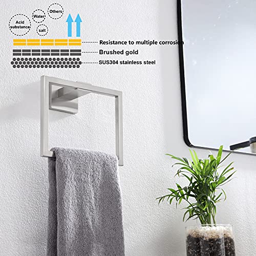 Image of KOKOSIRI Bath Towel Ring Towel Hanger Bathroom Towel Holder Towel Rack Wall Mounted Stainless Steel Contemporary Style, Brushed Steel, B3004BR
