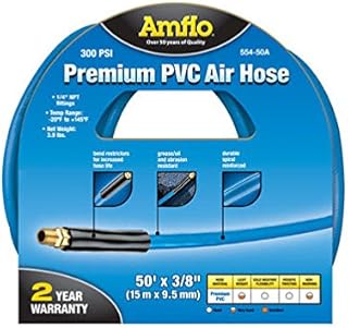 Amflo 50 ft. L x 3/8 in. Dia. Polyvinyl Air Hose 300 psi Blue