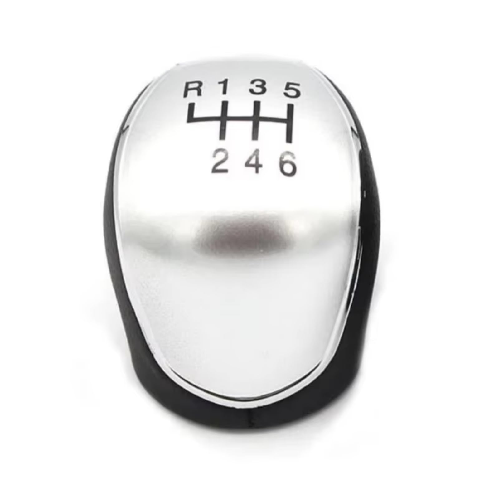 HILLAR Car Gear Stick Knob for Mondeo Mk4 for S-Max for C-Max for Focus Mk2 for Kuga Leather Shifter Lever Headball 5/6 Speed Gear Shift Knob(6 Speed Silver)