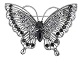 Antique Inspire Grey Silvery Tone Crystal Rhinestones Butterfly Pin Brooch