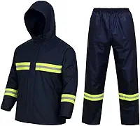 Roupa Capa De Chuva Para Motoqueiro Motoboy Conjunto Jaqueta Calça Impermeável, Emborrachada, Reforçada Com Capuz
