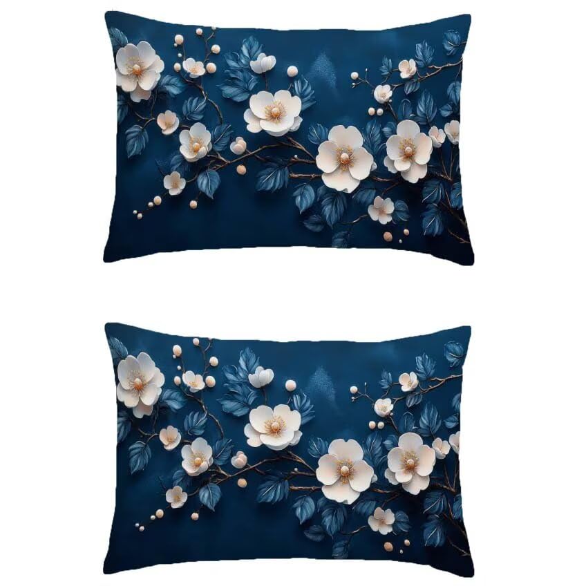 Housse coussin salon de jardin contre l'humidité : taie oreiller imperméable motif fleur