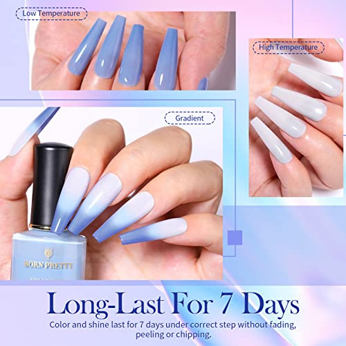 Foto von BORN PRETTY Thermo Effekt Nagellack Temperaturwechsel Kit , 2 Volltonfarben + 2 Glitzer, haltbarer Nagellack