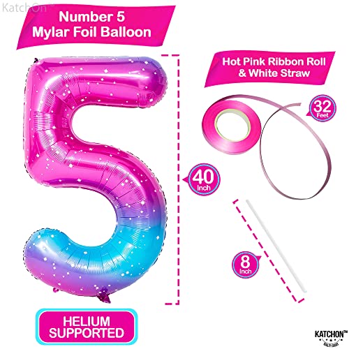 Image of KatchOn Rainbow Number 5 Balloon 40 Inch