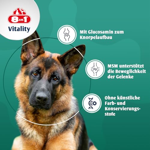 8in1 Glucosamin Tabletten mit MSM - zur Nahrungsergänzung bei ausgewachsenen und älteren Hunden, 1 Dose (55 Tabletten)
