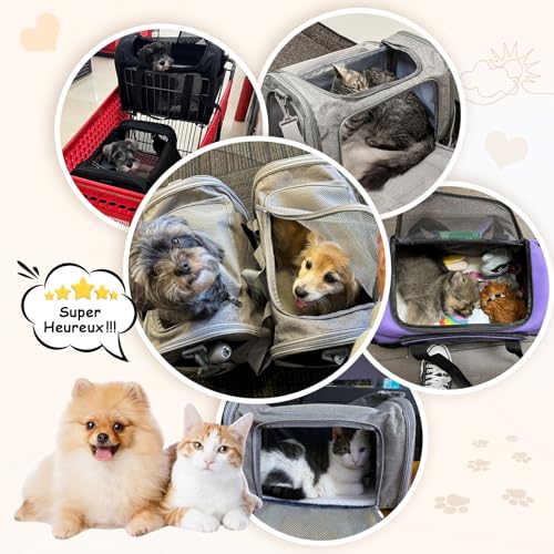 Lohofrnny Sac de Transport Chat, Sac Transport Chat Chien avec Matelas Souple, Sac Transport Chien Respirant et Pliable, Caisse de Transport Chat Respirant pour Petit Chien,Chat(Gris foncé,50x34x34cm) – vue 8