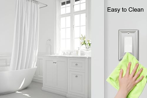 Miniatura 6 de Adler - Placa de pared metálica para interruptor de luz de decoración individual, paquete de 4 unidades, níquel cepillado de 1 banda, interruptor de