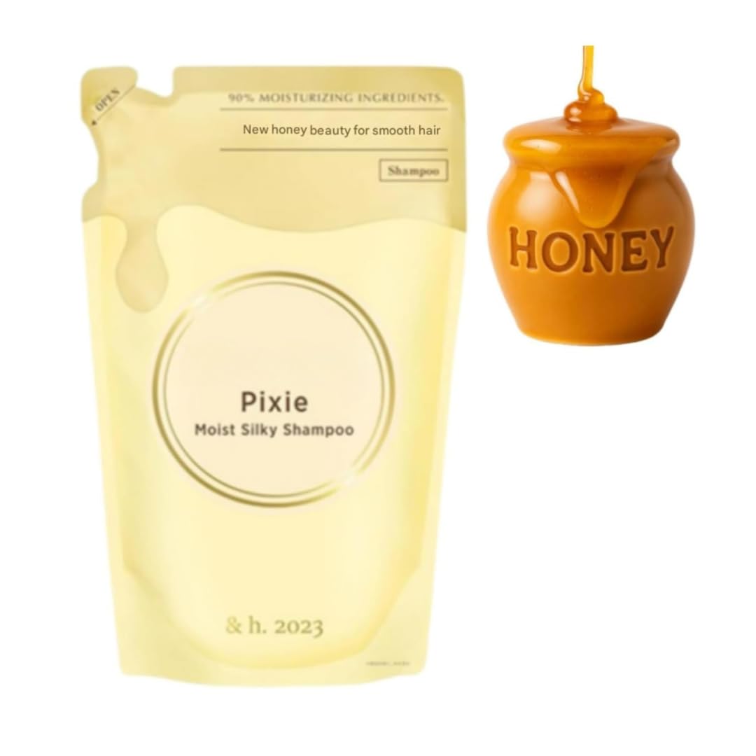 GASHINA STORY Honey Pixie Moist Silky Shampoo Refill 350ml - Hair Shampoo for Women - High Moisturizing 90% - Honey-Based Formula for Silky Smooth Hair - Eco-Friendly Refill Pouch for Oily/Fine Hair