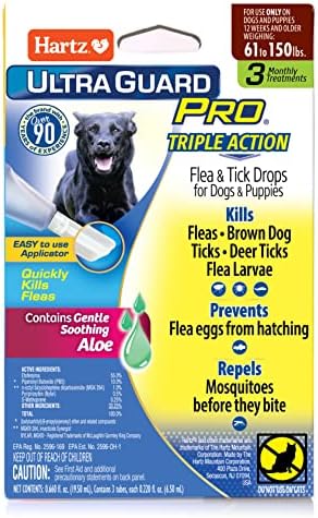Hartz UltraGuard Pro Flea & Tick Topical Dogs & Puppies Treatment & Prevention, 3 Months, 61 – 150 lbs