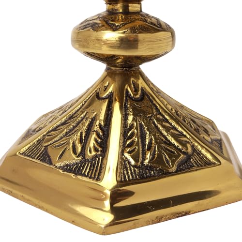 Needzo Medium Ornate Brass Monstrance, Catholic Reliquary Box, Religious Relic Holder, 11.5 Inches