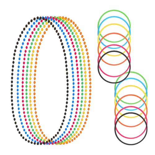 XDGBGFN Lot de 6 colliers de perles fluo et 12 bracelets en silicone, collier vintage des années 80 et bracelets en gel de silicone Accessoires de mode Halloween