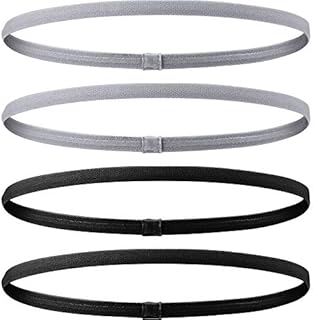 4 Pieces Thick Non-Slip Elastic Sport Headbands Hair Headbands for Women and Men (Black, Grey)