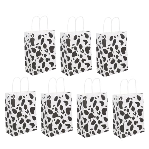 TEMPNAP 12個 牛柄プリント紙袋 やお菓子の包装用 小物収納に便利 軽量折りたたみ式 携帯しやすいパーティー用包装袋
