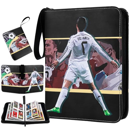 TAOPE Trading Card Binder with Sleeves for Football, 400 Cards Zipper Binder Card Holder Collectors, Album Folder Carrying Case with 50 Removable Sleeves 4-Pocket Sheets for Football Card Display