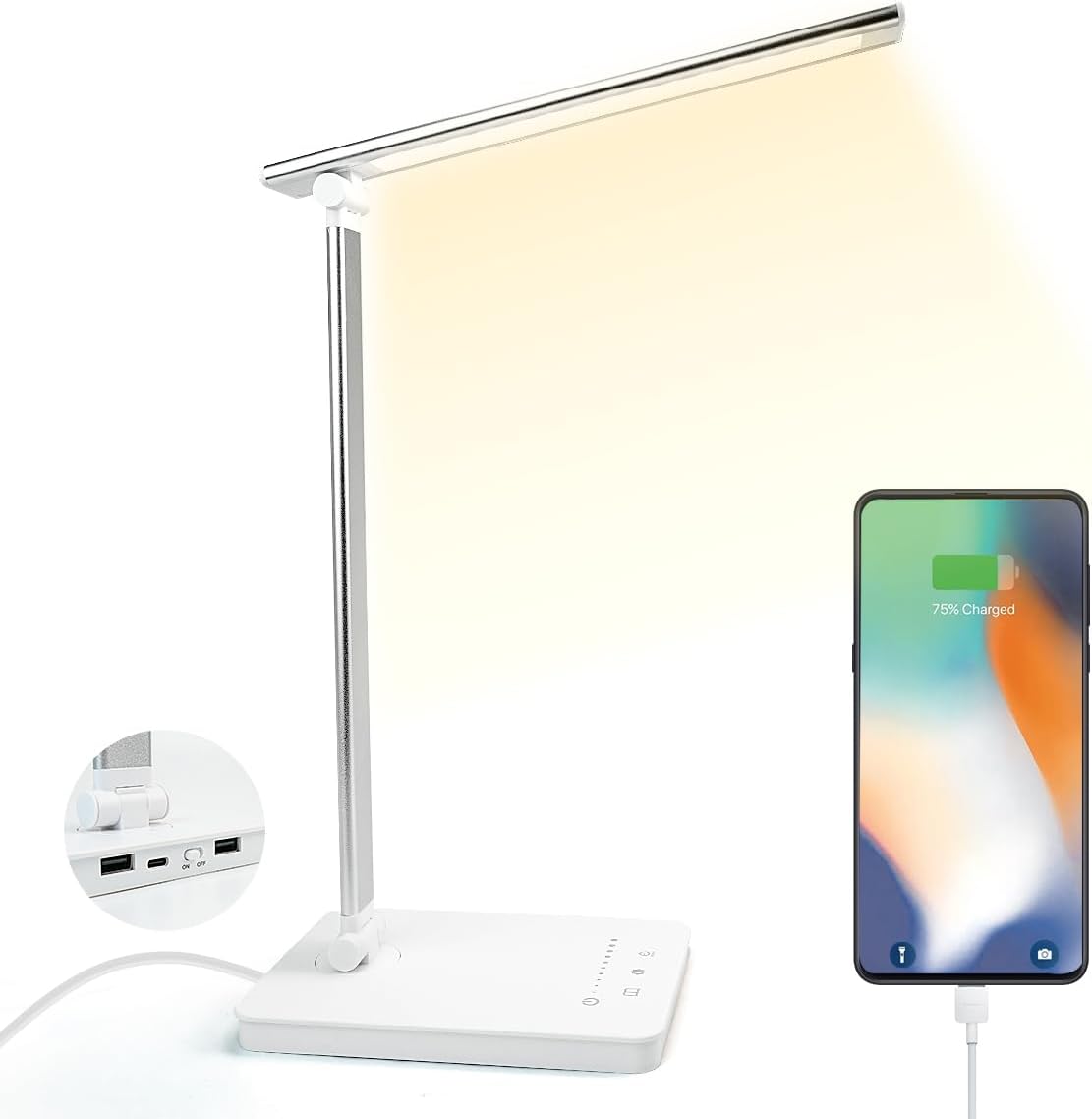 Caldarax LED Schreibtischlampe Dimmbar - 5 Farben & 10 Helligkeitsstufen Mit Timer