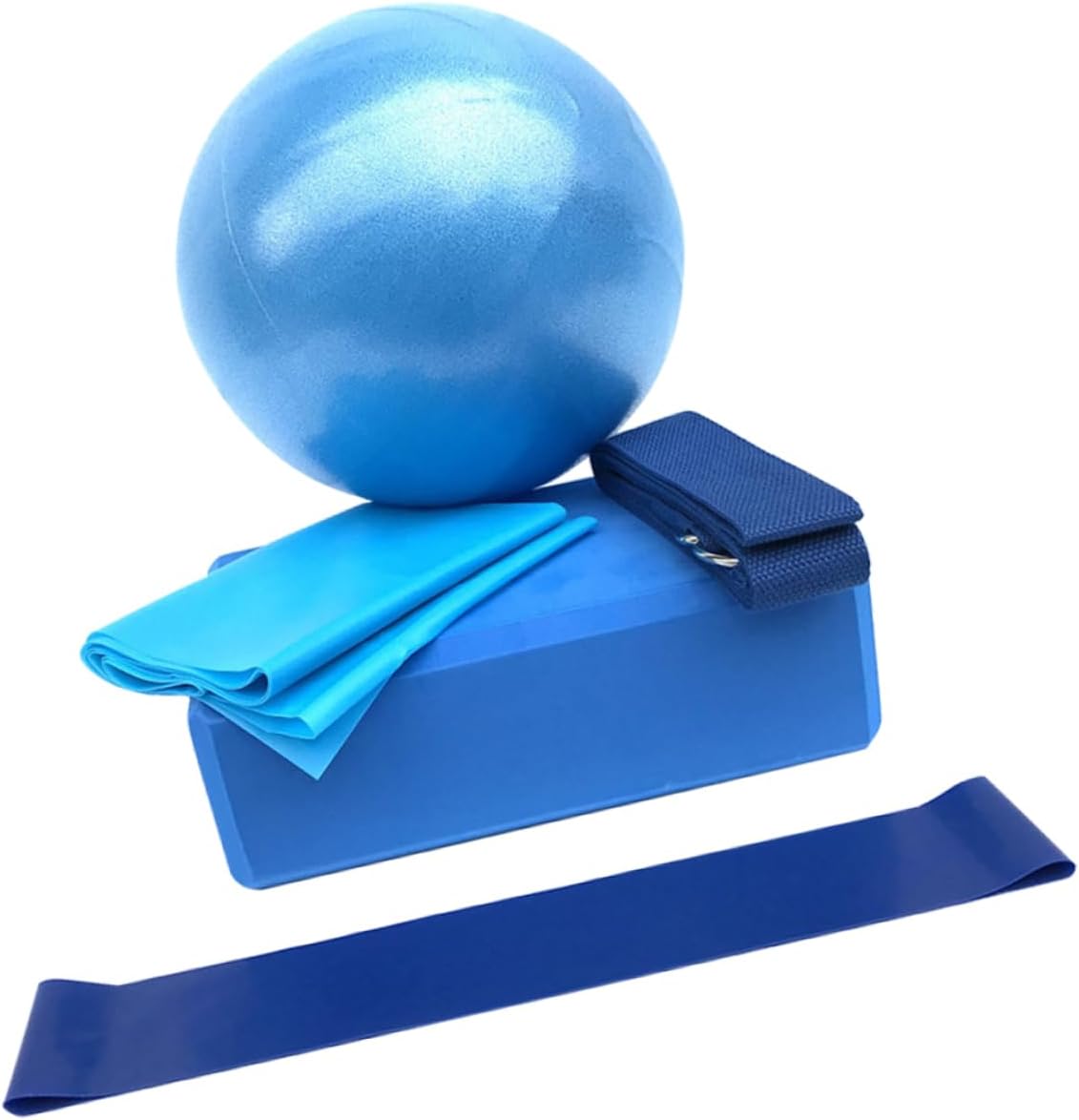 VICASKY Essential Yoga Supplies 5-in-1 Yoga Ball Set Blocks Wrist Support Stretching Band