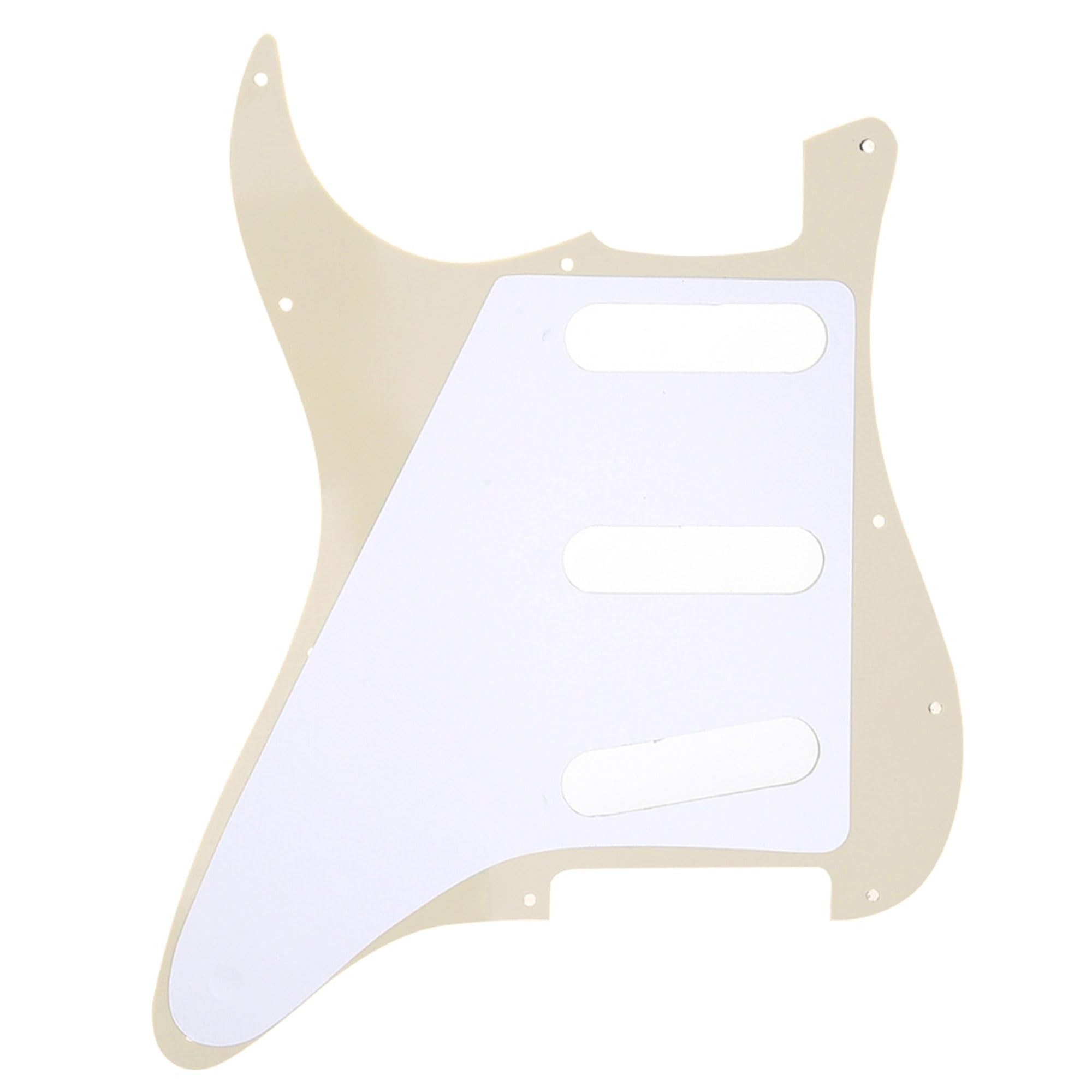Alnicov 11 Holes Guitar Single Coil Pickups Voorgemonteerde SSS Pickguard Scratch Plate Set met achterplaat voor Strat Stratocaster gitaaronderdelen, 3-laags wit