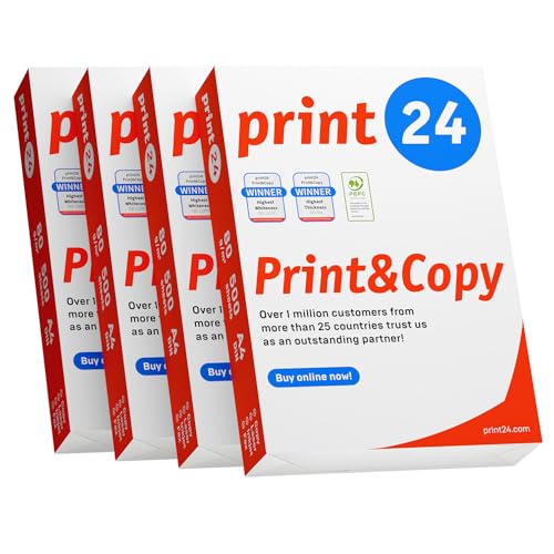 print24 Druckerpapier Kopierpapier 2000 Blatt 4 x 500 A4 80g Premium Hochweiß CIE 160 Testsieger PEFC