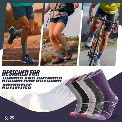 Image of ANTSANG 5 Pairs Merino Wool Hiking Socks for Men & Women Thermal Winter Warm Moisture Wicking Cushion Boot Socks