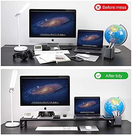 Vaydeer Dual Monitor Stand Riser Metal Desk Computer Stand Shelf for 2 Monitors, Aluminum PC Screen Stand for Office, Laptop, Computer, iMac, Printer up to 32 Inches - Black