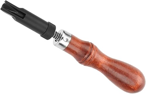 Miniatura 3 de TOPINCN Ranuradora de empuje tipo V, mango de madera ajustable, tipo V, herramienta de ranurado de cuero, herramienta de gouge de artesanía de