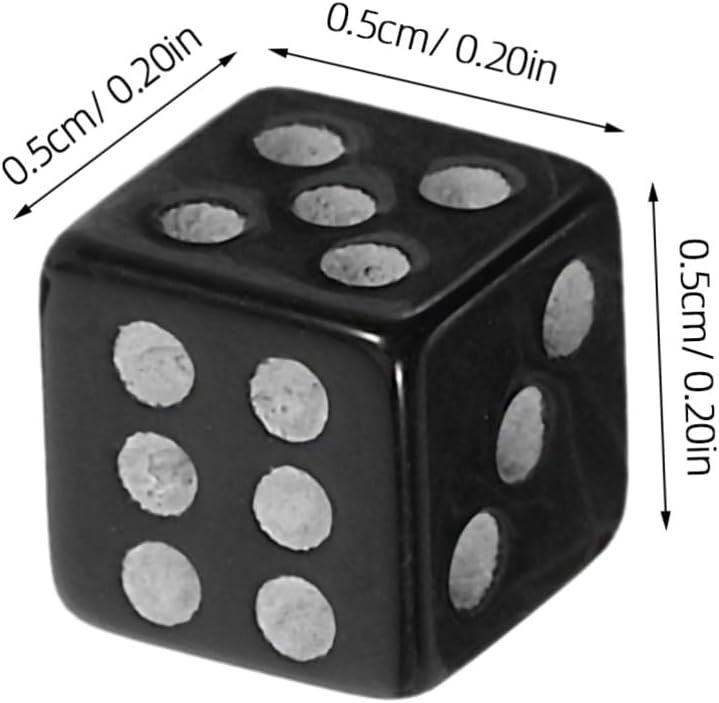 Uonlytech 100pcs Miniature Black Dice for Crafting and Gaming Tiny Portable Dice with Clear Dots Plastic Build Elegant Design for Parties and Board Games