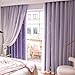 Loyala Star Double Layer Blackout Curtains for Bedroom, Kids - Cute, 84 Inches Long, 2 Panels Set, Purple, 42 X 84 Inches