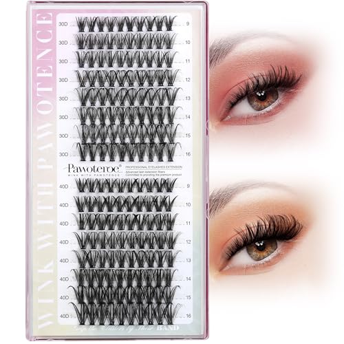 Image of Pawotence Lash Clusters 160pcs Individual Lashes 30D 40D Cluster Eyelash Extensions 9-16mm Eyelash Clusters Lash Extensions DIY for Self Application (30D&40D, 0.07D, 9-16mm)