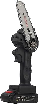 Laecabv Mini Chainsaw 4-Inch Cordless Electric Portable Chainsaw, Battery-Powered, One-Hand 0.7kg Lightweight, Pruning Shears Chainsaw for Tree Branch Wood Cutting (4inch, Black-)