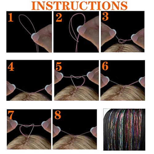 Yudaohair 42 Inches Hair Extension Tinsel Kit With Tools 1760 Strands 8 Colors Tinsel Hair Extensions For Women Girls Heat Resistant Glitter Hair Fairy Hair Sparkling Shiny Hair For Christmas New Year Cosplay Party #TOP5
