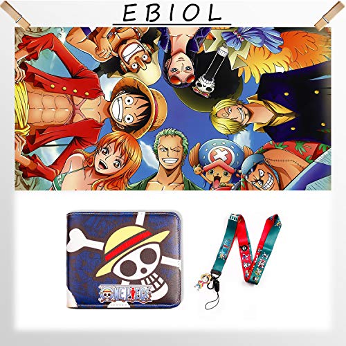 G-Ahora Men Boy One Piece Leather Wallet Anime Purse Credit Card Holder With One Piece Luffy Lanyard (One Piece A) #TOP5