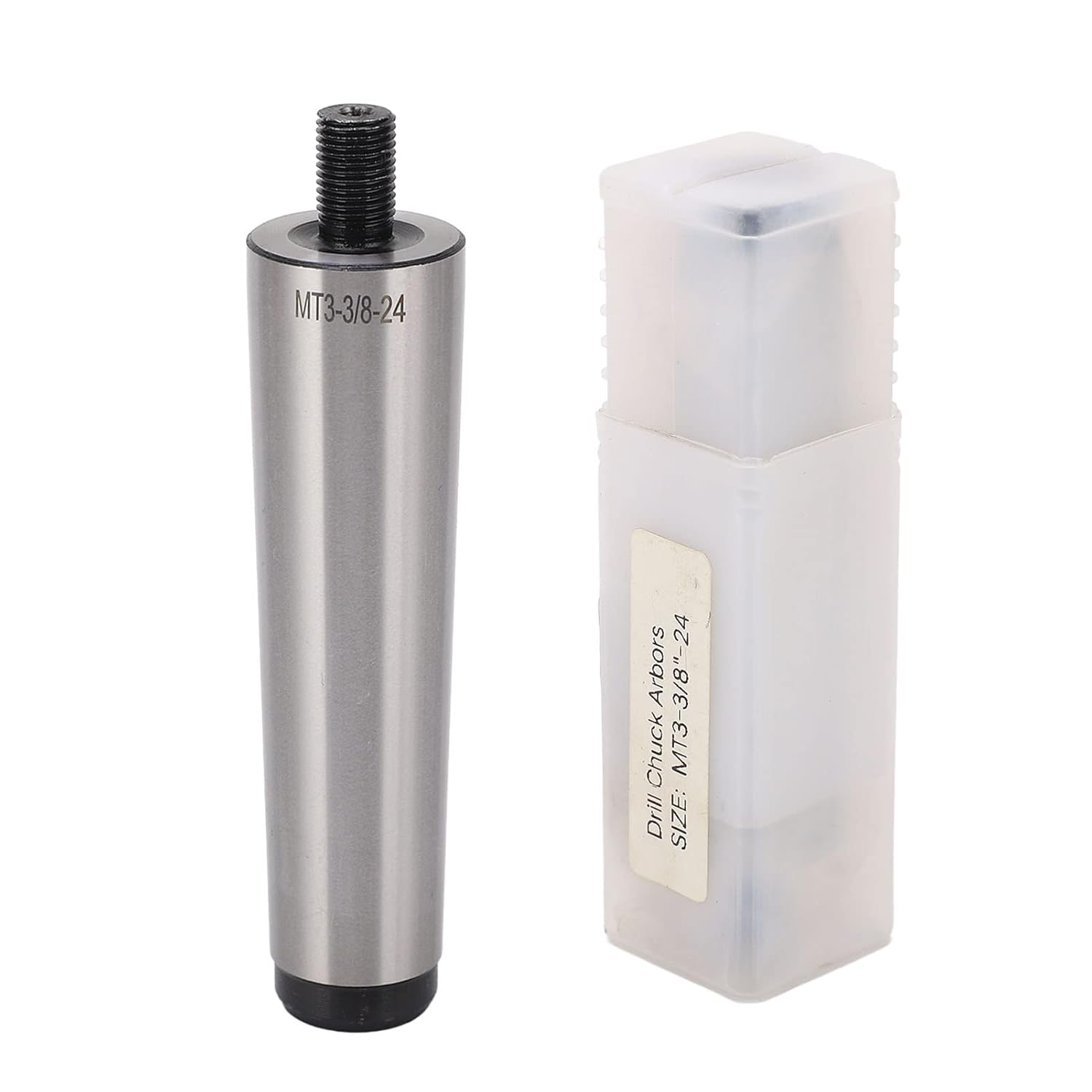 MT3 Shank to 3/8in‑24 Threaded Drill Chuck Arbor Adapter, Mill Chuck Arbor for Tapping Machine, Manganese Steel with High Hardness and Easy Installation