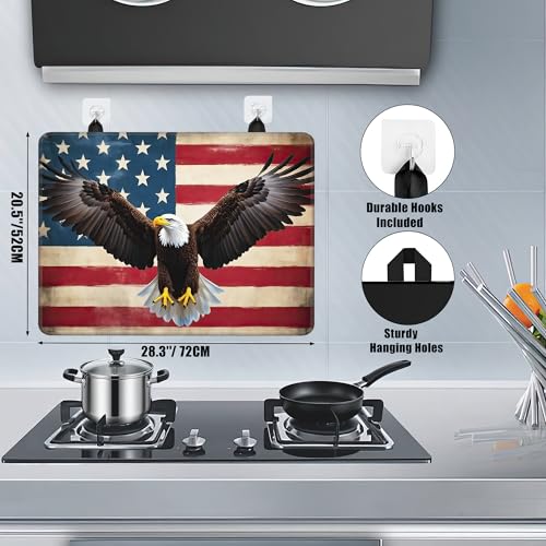 Image of Electric Stove Top Cover,American Flag Stove Cover for Glass Top Electric Stove,Bald Eagle Heat Resistant Flat Top Stove Mat Countertop Protector, 28 x 20 Inch