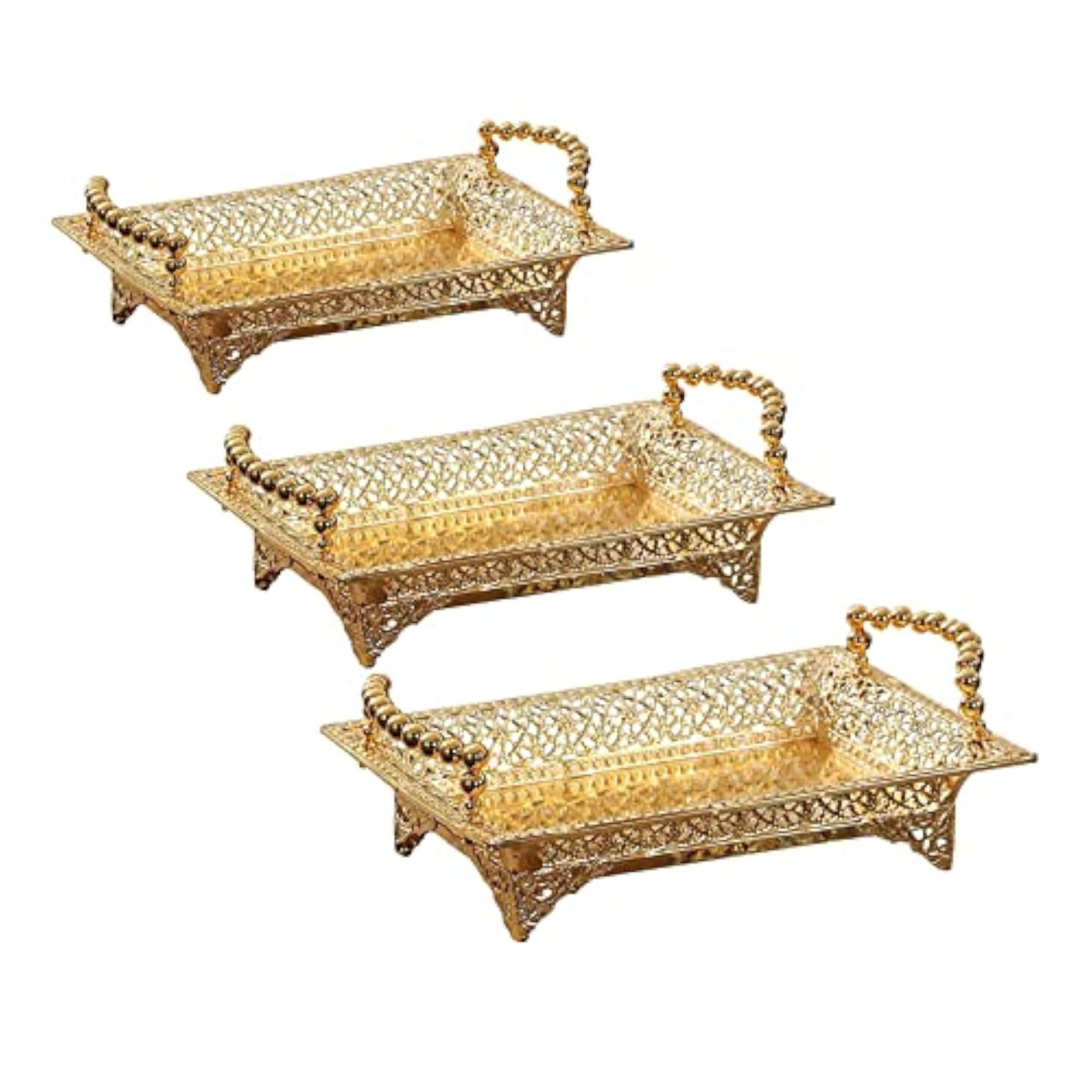 Metal Golden Fruit Tray Holder, Vanity Tray for Kitchen