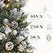 YITAHOME 6FT Pre-Decorated Pencil Christmas Tree w/Remote, Partially Flocked & Frosted Slim Prelit Artificial Hinged Xmas Tree w/ 618 Tips, 50 Pine Cones, 250 Warmwhite & Multi-Color Lights, 11 Modes