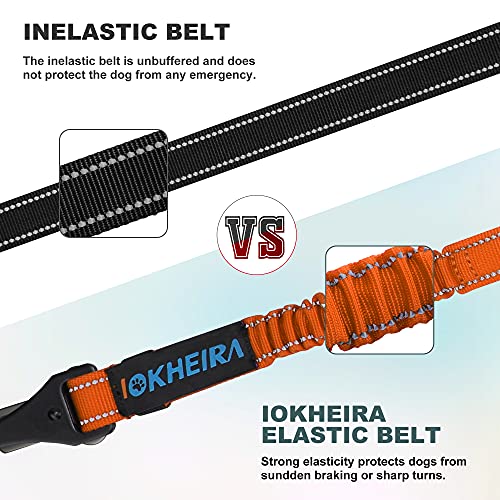 Image of Dog Seat Belt 3-in-1 Car Harness for Dogs Adjustable Safety Seatbelt for Car Nylon Reflective Bungee Fabric Dog Car Harness with Clip Hook Latch & Buckle, Swivel Zinc Alloy Carabiner (Orange)