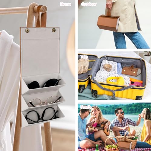 Image of Sunglasses Travel Case,Foldable Eyeglasses Case, Portable Multiple Glasses Case for Women Men Girls