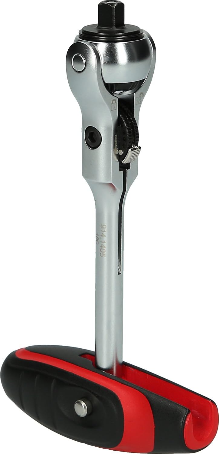 KS Tools 914.1405 Cricchetto a testa snodabile con impugnatura mini a T MODIFIX da 1/4", 72 denti