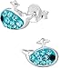 .925 Sterling Silver Hypoallergenic Little Blue Whale Stud Earrings for Girls (Nickel Free)