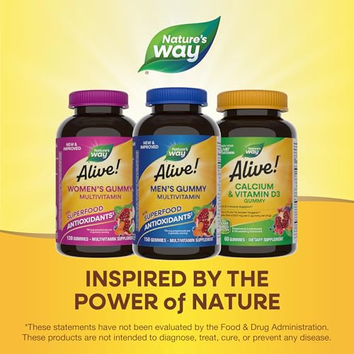 Nature's Way Alive! Men's Multivitamin Gummies,Supports Energy Metabolism*,Muscle Function*,Superfood Antioxidants(1),B-Vitamins,Vegetarian,Fruit Flavored,150 Gummies (Packaging May Vary),(Pack of 2) - image 7