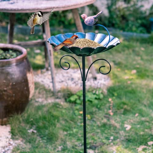Qipade 33'' Hight Metal Bird Bath, Outdoor Bird Bath Cast Iron Bird Staute Removable, Garden Birdbath With Garden Stakes Decorative For Yard, Patio, Lawn, Gift For Bird Lovers #TOP5