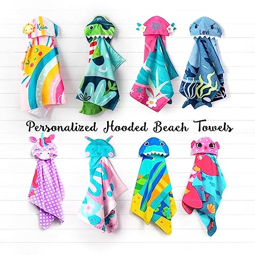 Handance Personalized Hooded Towel Monogram Kids Beach Towels Name Embroidery Custom Toddlers Cotton Wrap Changing Robe For Shower Beach Trip Pool Bathrobe #TOP1