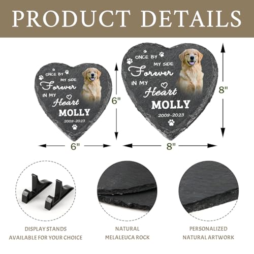 WOWTIFY Personalized Pet Memorial Stone for Dogs 6\"*6\",Custom Heart Memorial Gifts for Loss of Dog Cat,Customized Garden Stone Grave Markers Headstone for Dog Cat Lovers
