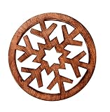 Purpledip Wooden Trivet 'Radiating Snowflake' Coaster Hot Pad Mat for Dining Table, Kitchen (11063)