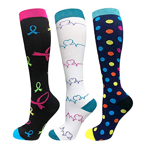 EASE LEAP Chaussettes de Compression pour Hommes et Femmes Chaussettes de Course pour Running Fitness Voyage en Avion Cyclisme (L/XL, Set8)… Cover