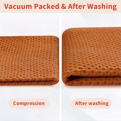 Image of Homaxy 100% Cotton Waffle Weave Kitchen Dish Cloths 6-Pack, Burnt Orange | 12 x 12 Inches, Ultra Soft Absorbent Dish Towels, Quick Drying Dish Rags with Hanging Loop