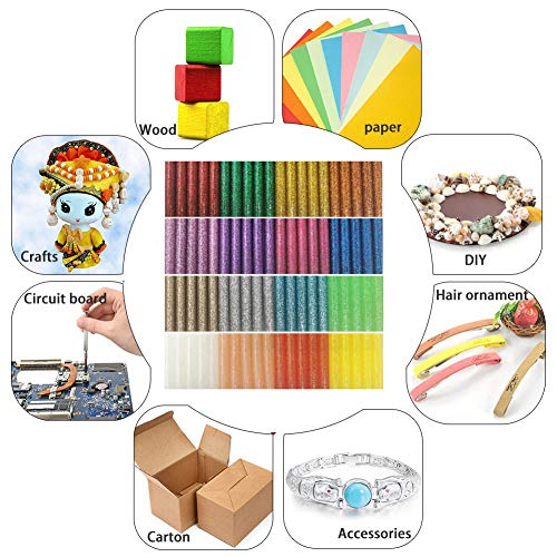 Glitter Hot Glue Sticks,Varacl Kids Mini Colored Hot Glue Gun Sticks For Letter Seal Stamp, Arts Gift Crafts, General Repair, 16 Colors,80 Pcs, Diameter 0.28", Length 3.9" #TOP6