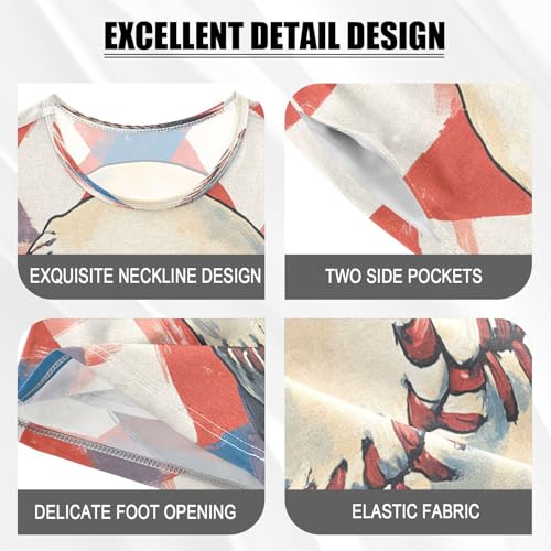 ALAZA Baseball on Colorful Pajamas Set Short Sleeve Cotton Sleepwear Summer Pjs 2 Piece 5-14Y4